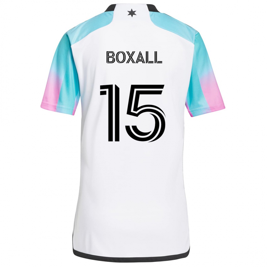 Bambino Maglia Michael Boxall #15 Bianco Blu Nero Kit Gara Away 2024/25 Maglietta