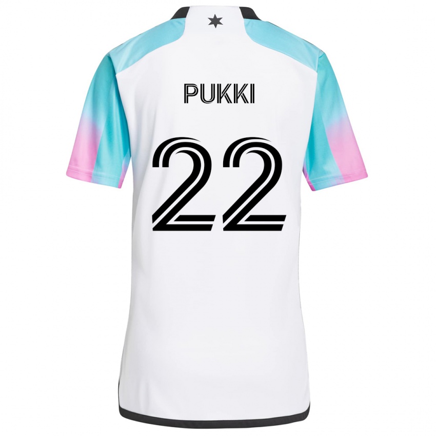 Bambino Maglia Teemu Pukki #22 Bianco Blu Nero Kit Gara Away 2024/25 Maglietta