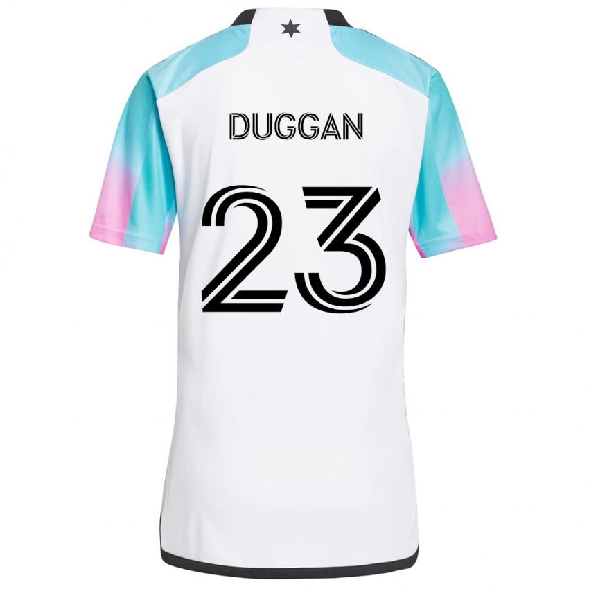 Bambino Maglia Morris Duggan #23 Bianco Blu Nero Kit Gara Away 2024/25 Maglietta