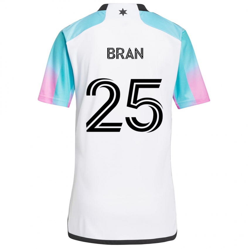 Bambino Maglia Alejandro Bran #25 Bianco Blu Nero Kit Gara Away 2024/25 Maglietta