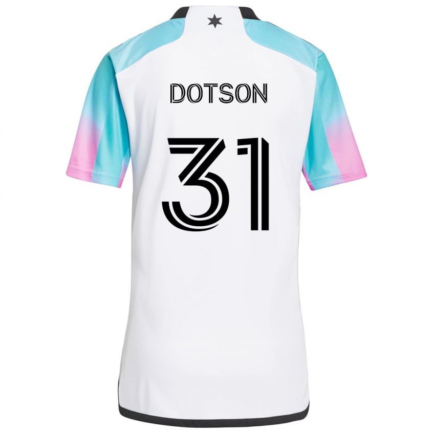 Bambino Maglia Hassani Dotson #31 Bianco Blu Nero Kit Gara Away 2024/25 Maglietta