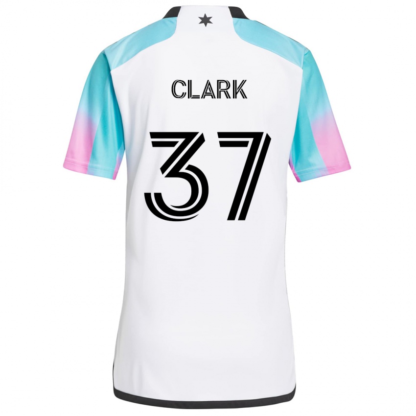 Bambino Maglia Caden Clark #37 Bianco Blu Nero Kit Gara Away 2024/25 Maglietta