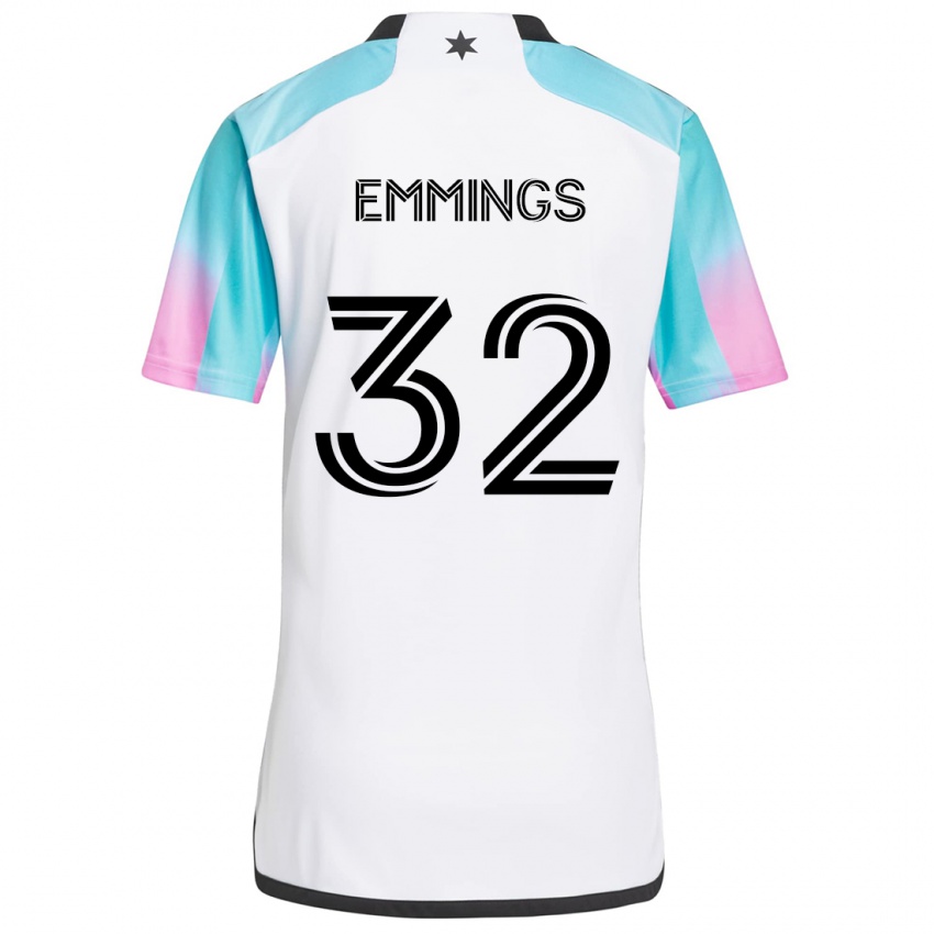 Bambino Maglia Fred Emmings #32 Bianco Blu Nero Kit Gara Away 2024/25 Maglietta