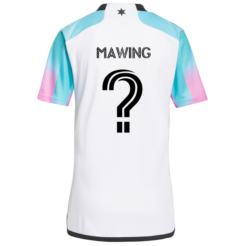 Bambino Maglia Dominic Mawing #0 Bianco Blu Nero Kit Gara Away 2024/25 Maglietta