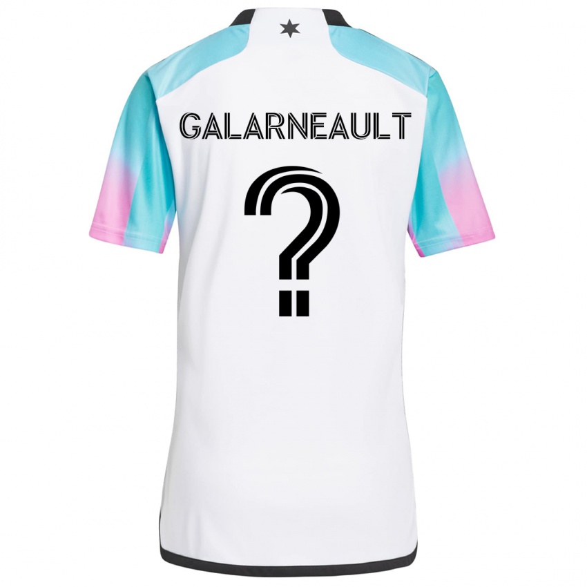 Bambino Maglia Benjamin Galarneault #0 Bianco Blu Nero Kit Gara Away 2024/25 Maglietta