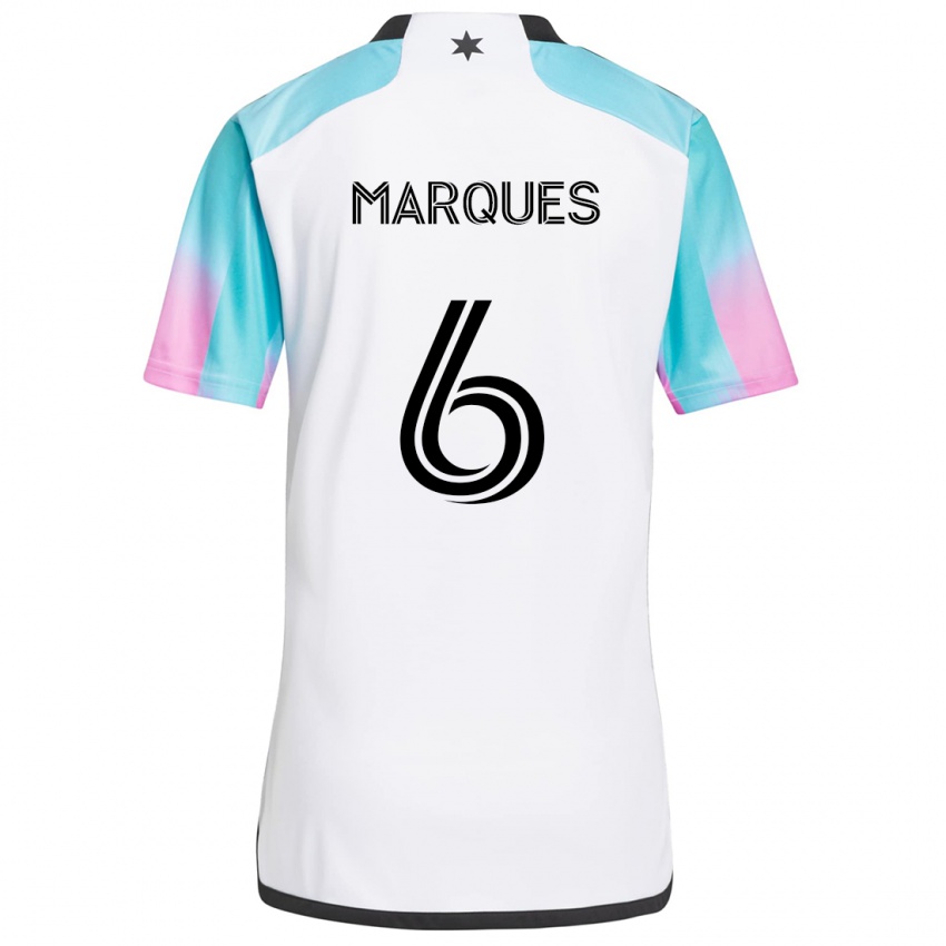 Bambino Maglia Mikael Marqués #6 Bianco Blu Nero Kit Gara Away 2024/25 Maglietta