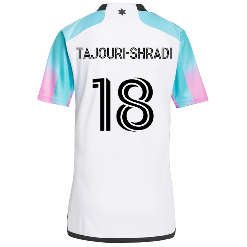 Bambino Maglia Ismael Tajouri-Shradi #18 Bianco Blu Nero Kit Gara Away 2024/25 Maglietta