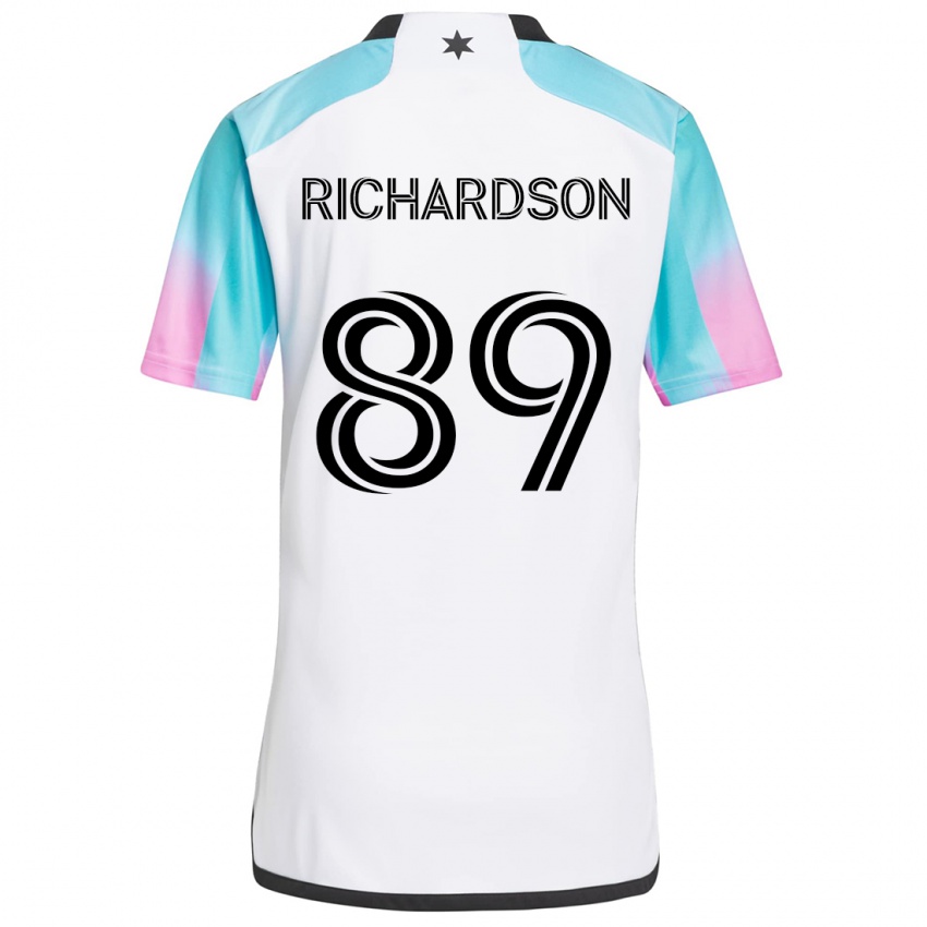 Bambino Maglia Nick Richardson #89 Bianco Blu Nero Kit Gara Away 2024/25 Maglietta