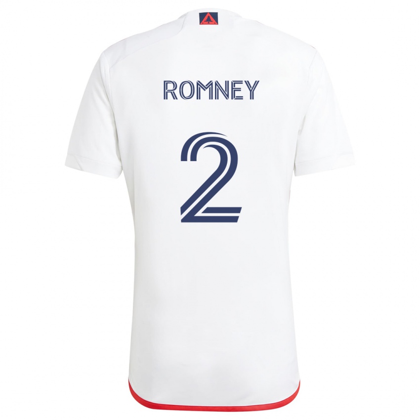 Bambino Maglia Dave Romney #2 Bianco Rosso Kit Gara Away 2024/25 Maglietta