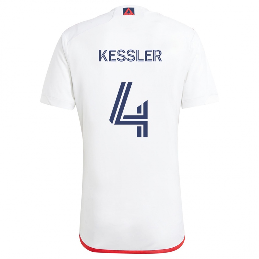 Bambino Maglia Henry Kessler #4 Bianco Rosso Kit Gara Away 2024/25 Maglietta