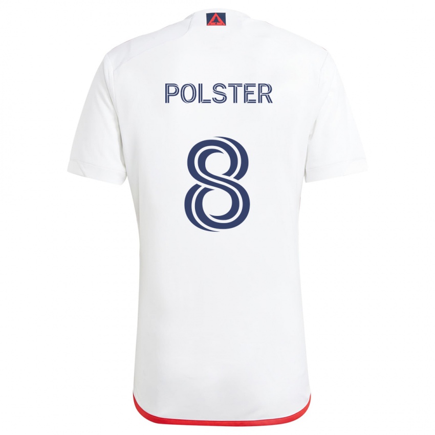 Bambino Maglia Matt Polster #8 Bianco Rosso Kit Gara Away 2024/25 Maglietta