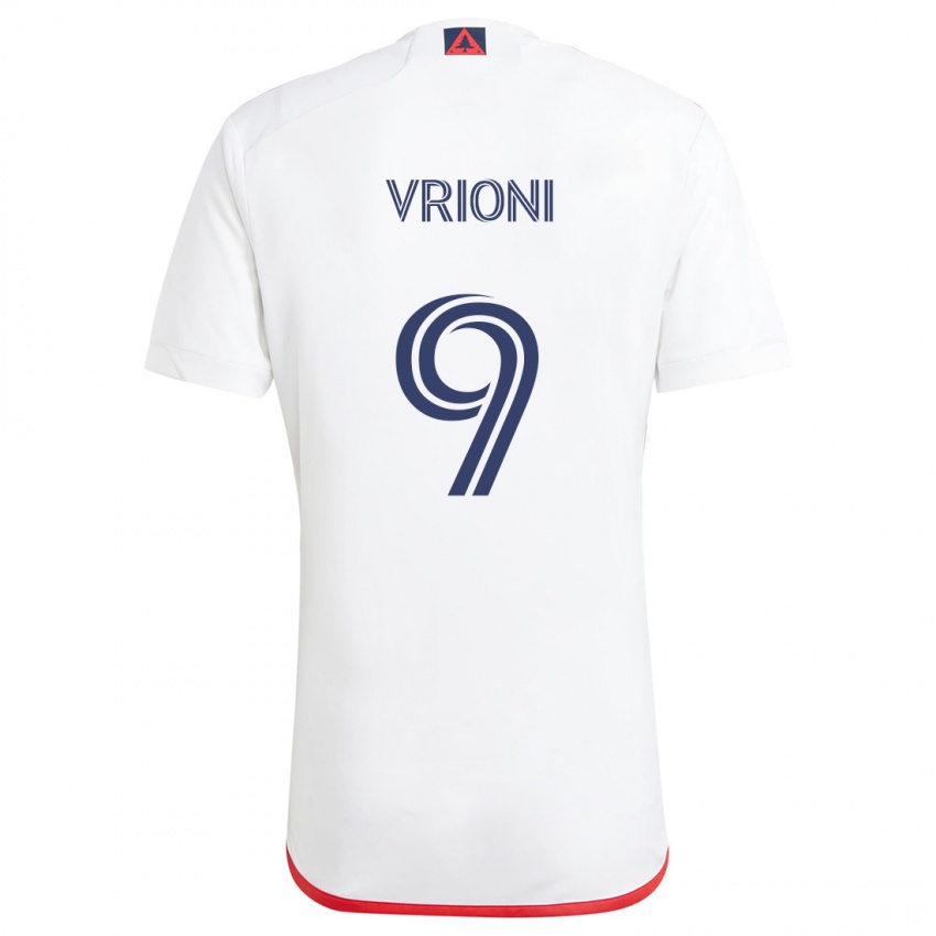 Bambino Maglia Giacomo Vrioni #9 Bianco Rosso Kit Gara Away 2024/25 Maglietta