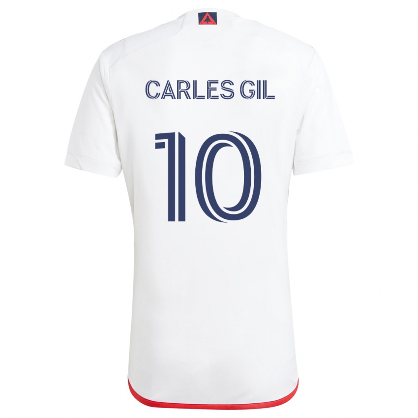 Bambino Maglia Carles Gil #10 Bianco Rosso Kit Gara Away 2024/25 Maglietta