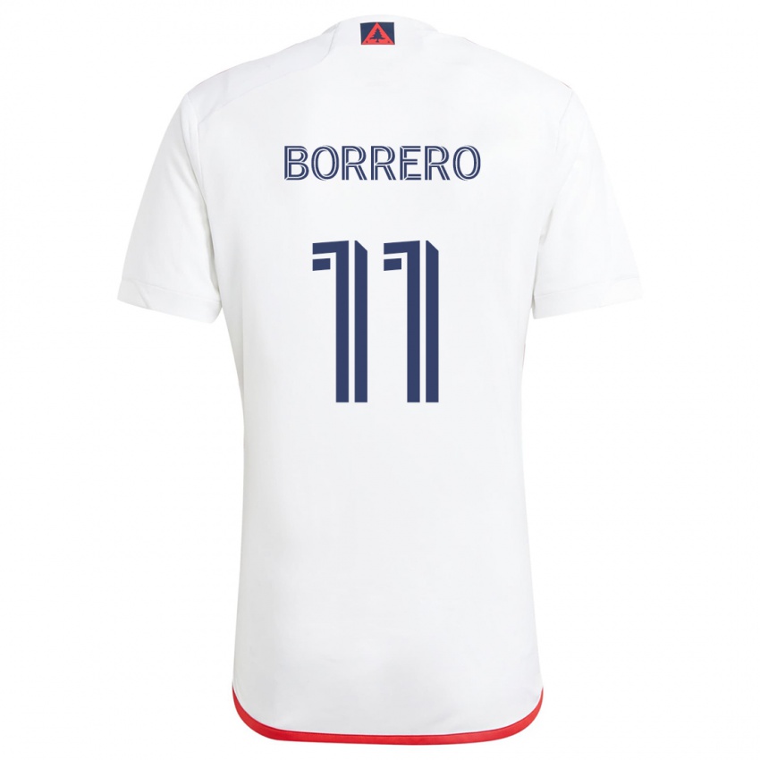 Bambino Maglia Dylan Borrero #11 Bianco Rosso Kit Gara Away 2024/25 Maglietta