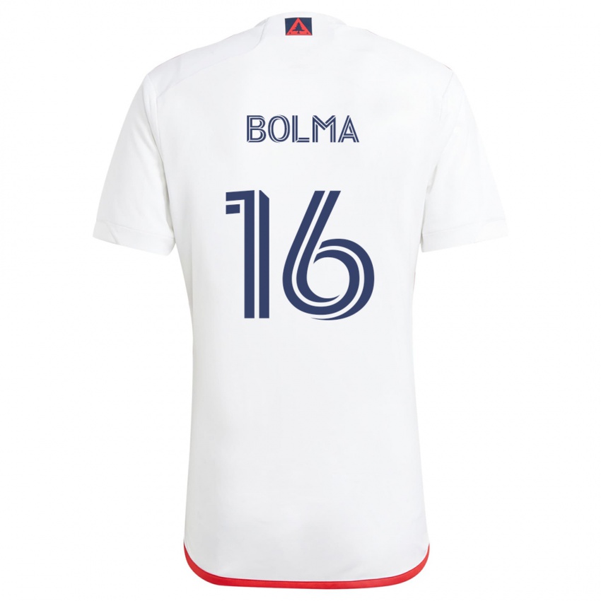 Bambino Maglia Josh Bolma #16 Bianco Rosso Kit Gara Away 2024/25 Maglietta