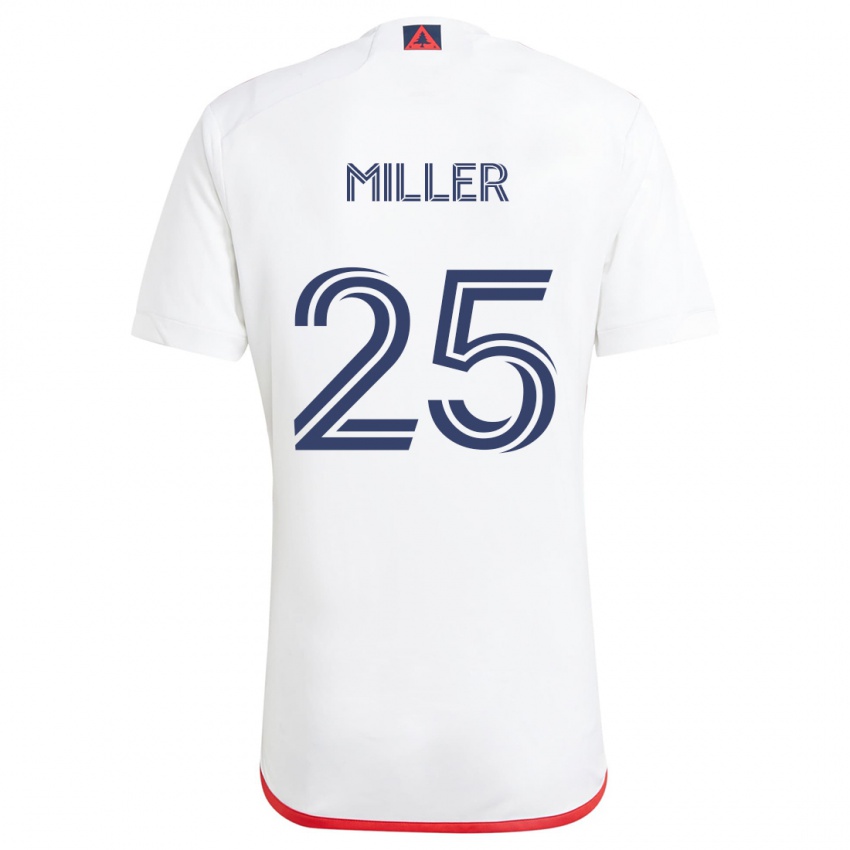 Bambino Maglia Peyton Miller #25 Bianco Rosso Kit Gara Away 2024/25 Maglietta