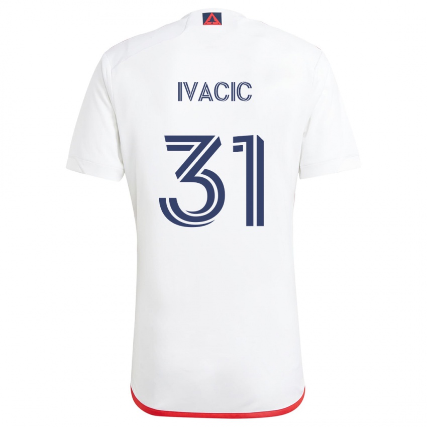 Bambino Maglia Aljaz Ivacic #31 Bianco Rosso Kit Gara Away 2024/25 Maglietta