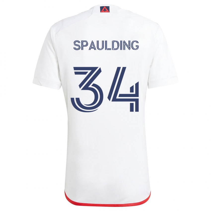 Bambino Maglia Ryan Spaulding #34 Bianco Rosso Kit Gara Away 2024/25 Maglietta