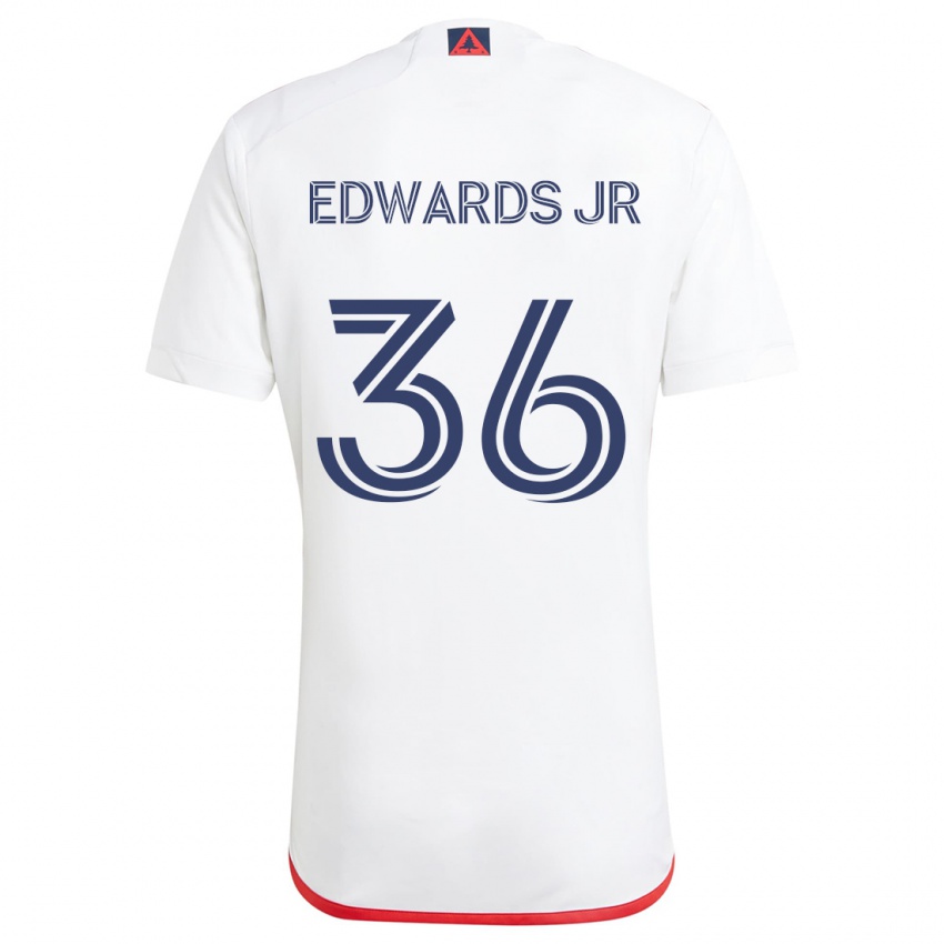 Bambino Maglia Earl Edwards Jr. #36 Bianco Rosso Kit Gara Away 2024/25 Maglietta