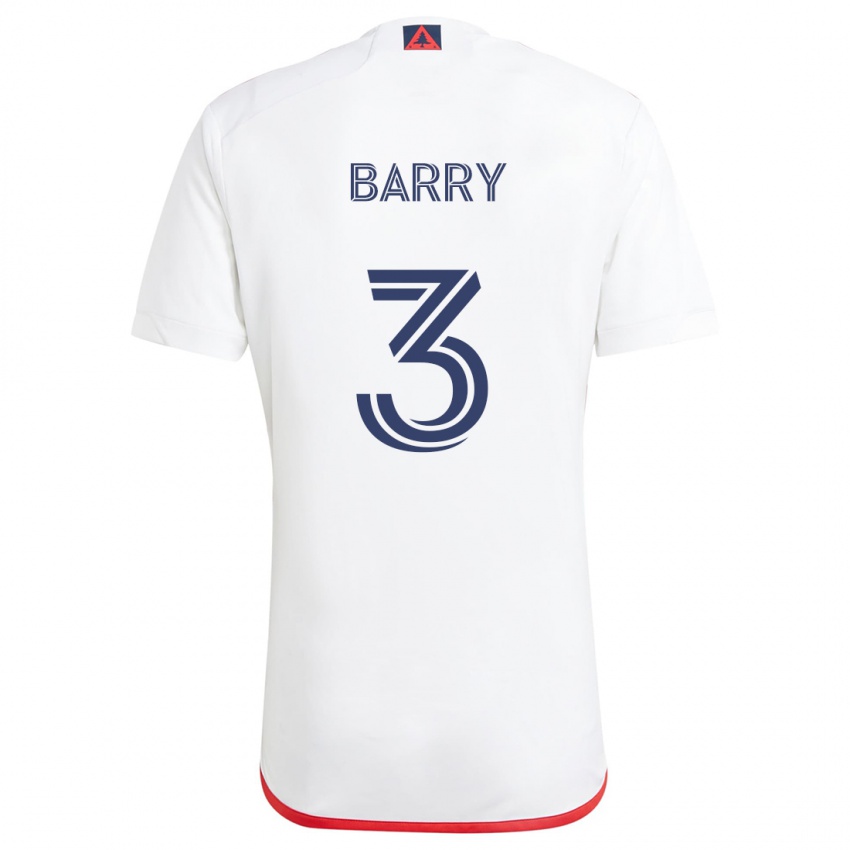 Bambino Maglia Hesron Barry #3 Bianco Rosso Kit Gara Away 2024/25 Maglietta