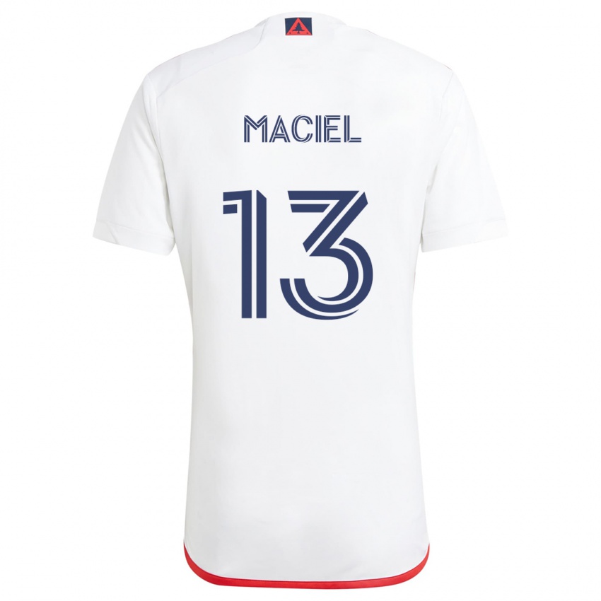 Bambino Maglia Maciel #13 Bianco Rosso Kit Gara Away 2024/25 Maglietta