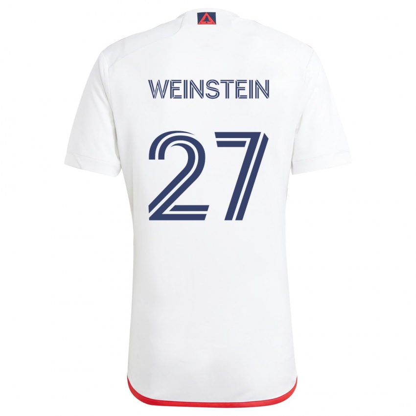 Bambino Maglia Max Weinstein #27 Bianco Rosso Kit Gara Away 2024/25 Maglietta