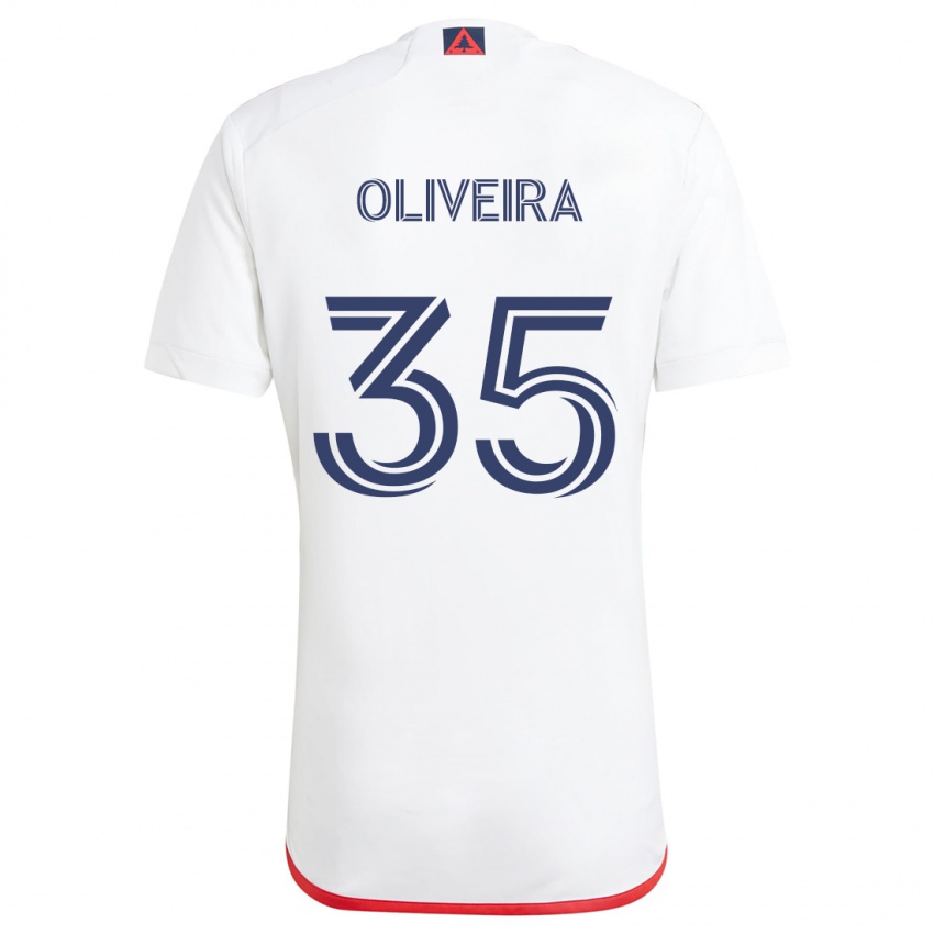 Bambino Maglia Cristiano Oliveira #35 Bianco Rosso Kit Gara Away 2024/25 Maglietta