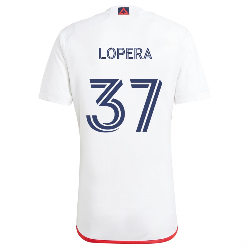 Bambino Maglia Steban Lopera #37 Bianco Rosso Kit Gara Away 2024/25 Maglietta