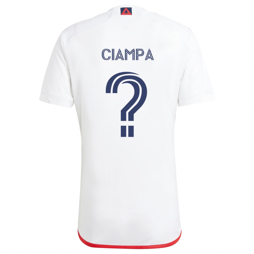 Bambino Maglia Giuseppe Ciampa #0 Bianco Rosso Kit Gara Away 2024/25 Maglietta