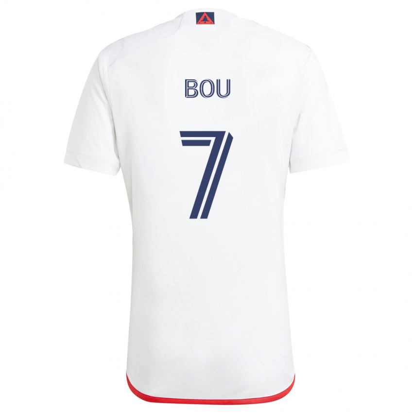 Bambino Maglia Gustavo Bou #7 Bianco Rosso Kit Gara Away 2024/25 Maglietta