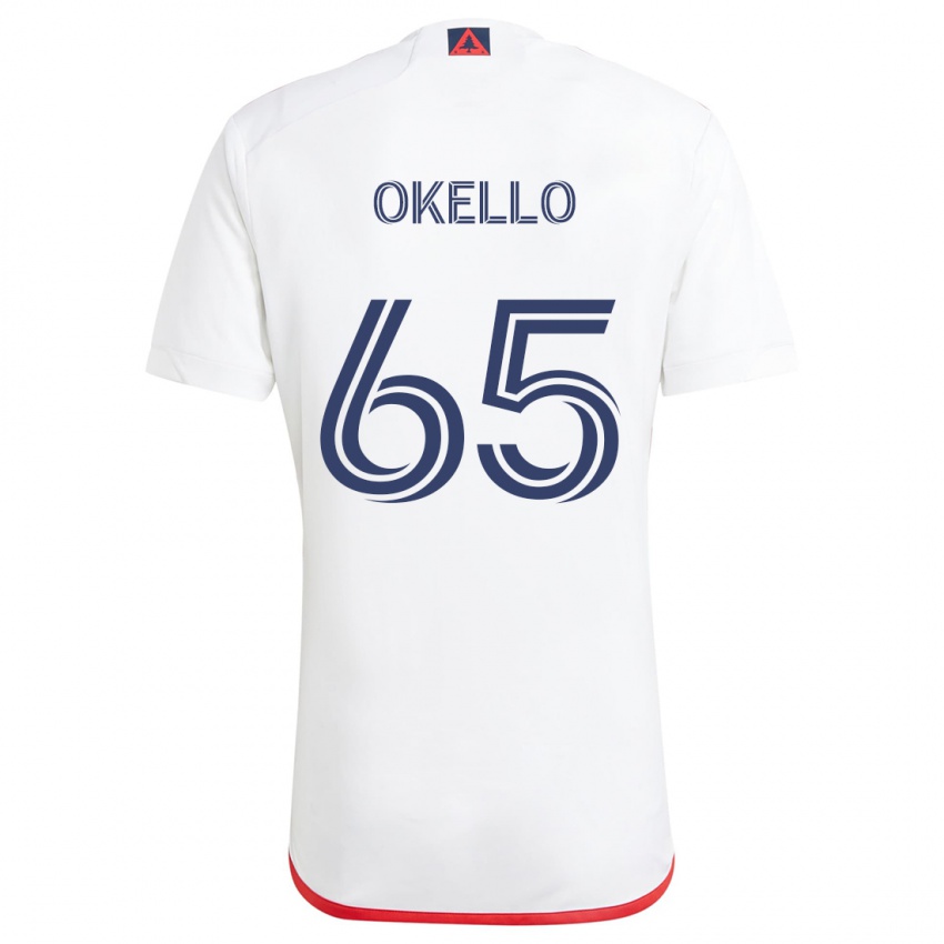 Bambino Maglia Noble Okello #65 Bianco Rosso Kit Gara Away 2024/25 Maglietta