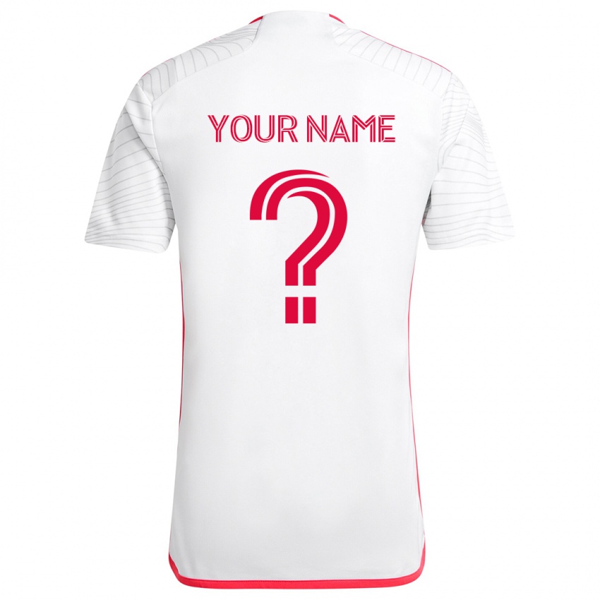 Bambino Maglia Il Tuo Nome #0 Bianco Rosso Kit Gara Away 2024/25 Maglietta