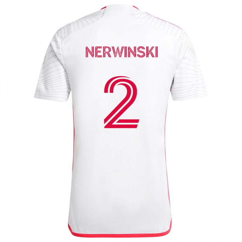 Bambino Maglia Jake Nerwinski #2 Bianco Rosso Kit Gara Away 2024/25 Maglietta