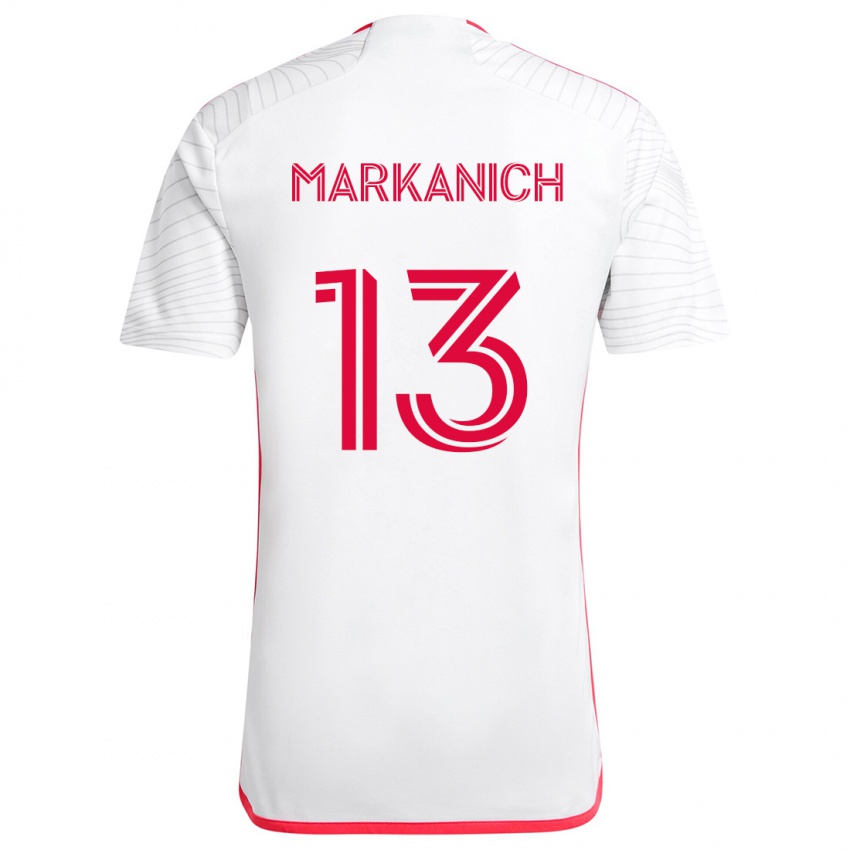 Bambino Maglia Anthony Markanich #13 Bianco Rosso Kit Gara Away 2024/25 Maglietta