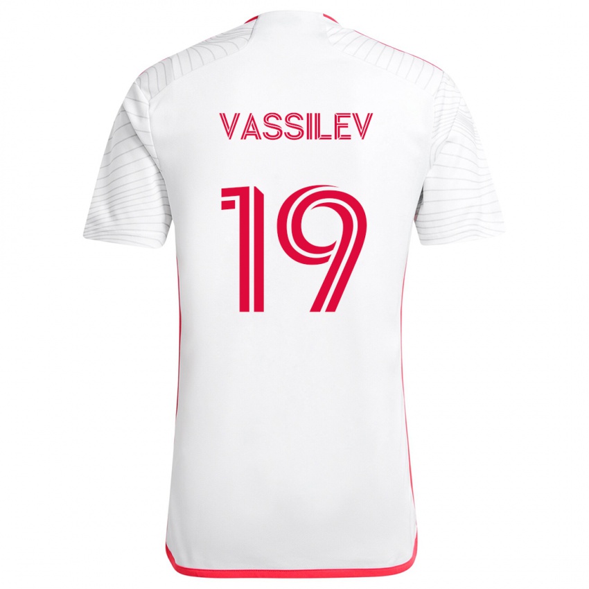 Bambino Maglia Indiana Vassilev #19 Bianco Rosso Kit Gara Away 2024/25 Maglietta