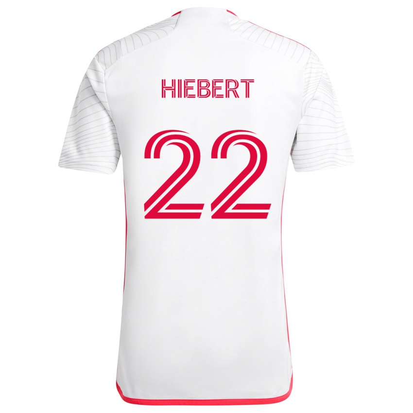 Bambino Maglia Kyle Hiebert #22 Bianco Rosso Kit Gara Away 2024/25 Maglietta