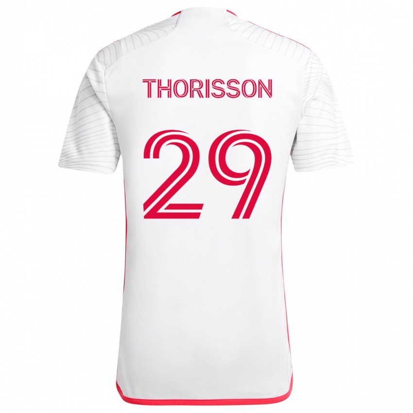 Bambino Maglia Nökkvi Thórisson #29 Bianco Rosso Kit Gara Away 2024/25 Maglietta