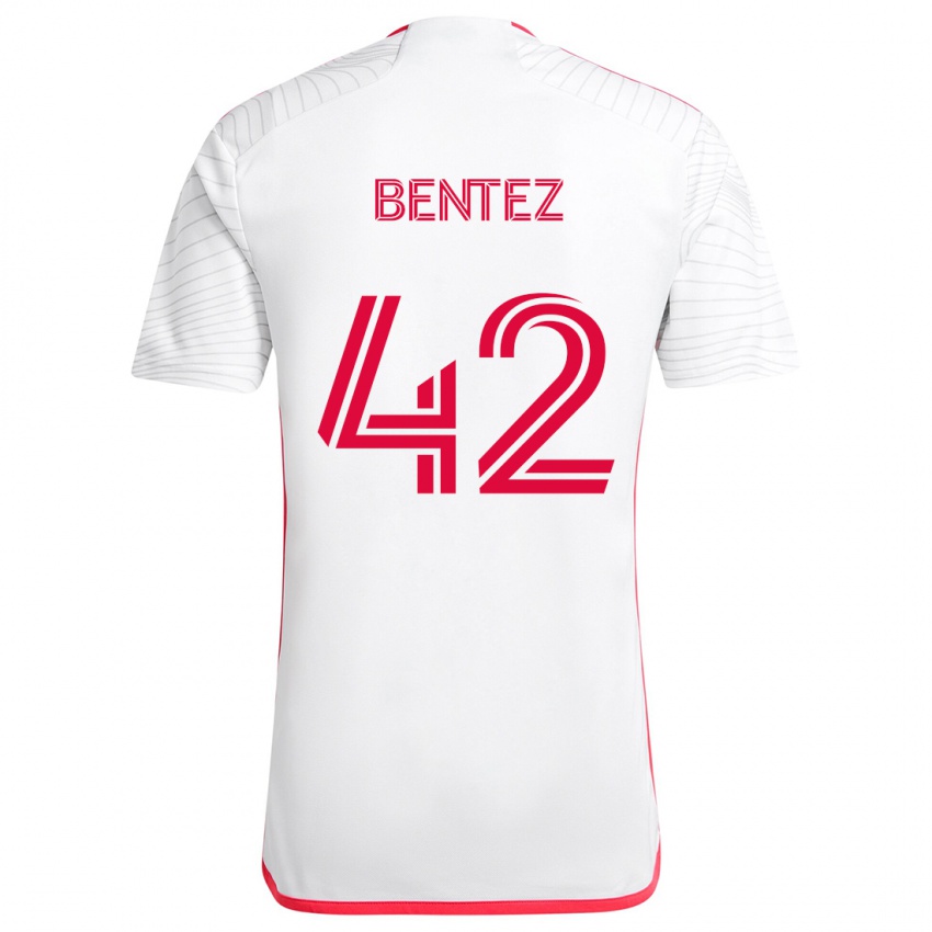 Bambino Maglia Óscar Benítez #42 Bianco Rosso Kit Gara Away 2024/25 Maglietta