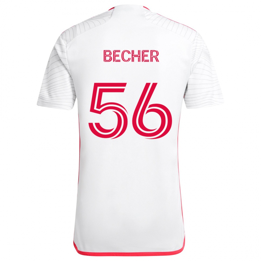 Bambino Maglia Ryan Becher #56 Bianco Rosso Kit Gara Away 2024/25 Maglietta