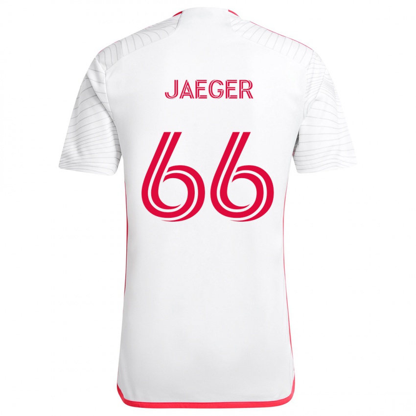 Bambino Maglia Kai Jaeger #66 Bianco Rosso Kit Gara Away 2024/25 Maglietta