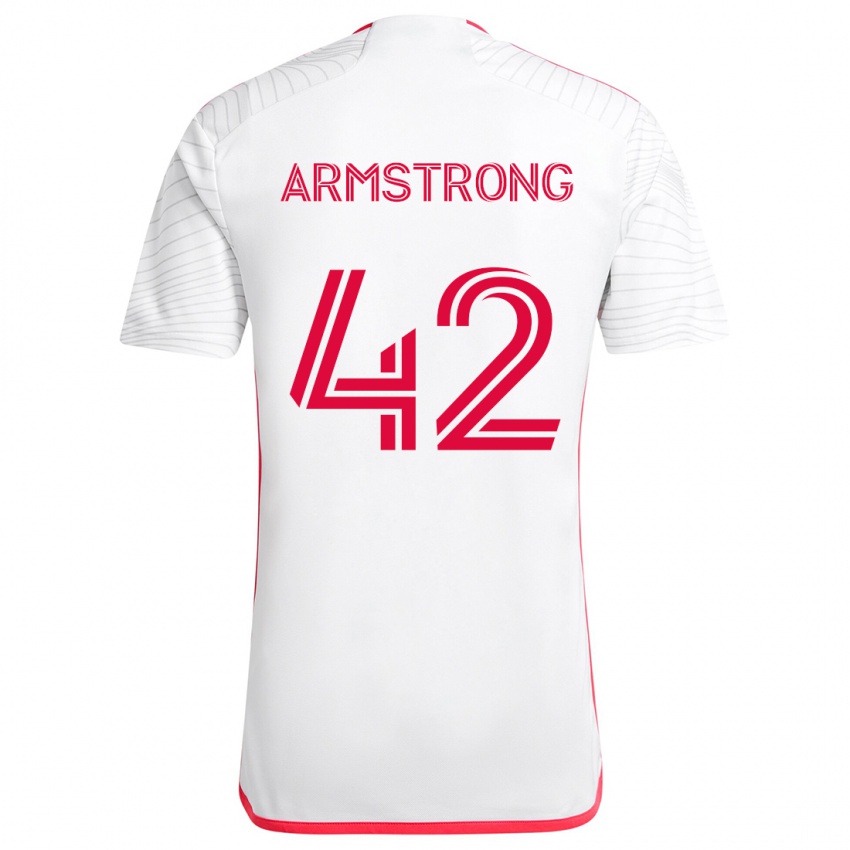 Bambino Maglia Ezra Armstrong #42 Bianco Rosso Kit Gara Away 2024/25 Maglietta