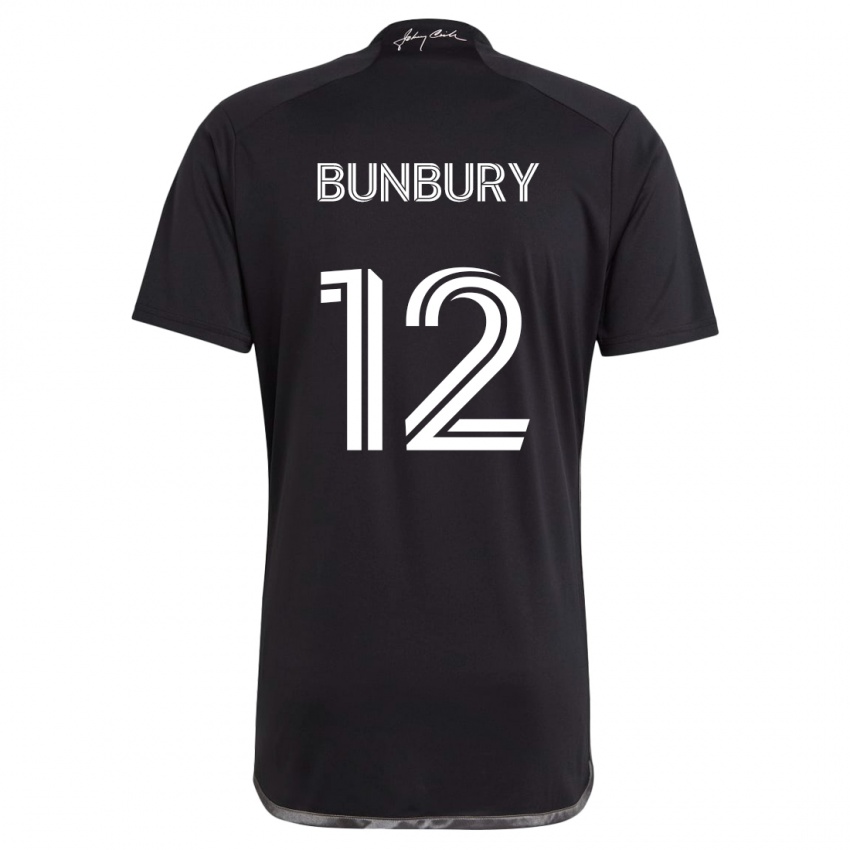 Bambino Maglia Teal Bunbury #12 Nero Kit Gara Away 2024/25 Maglietta