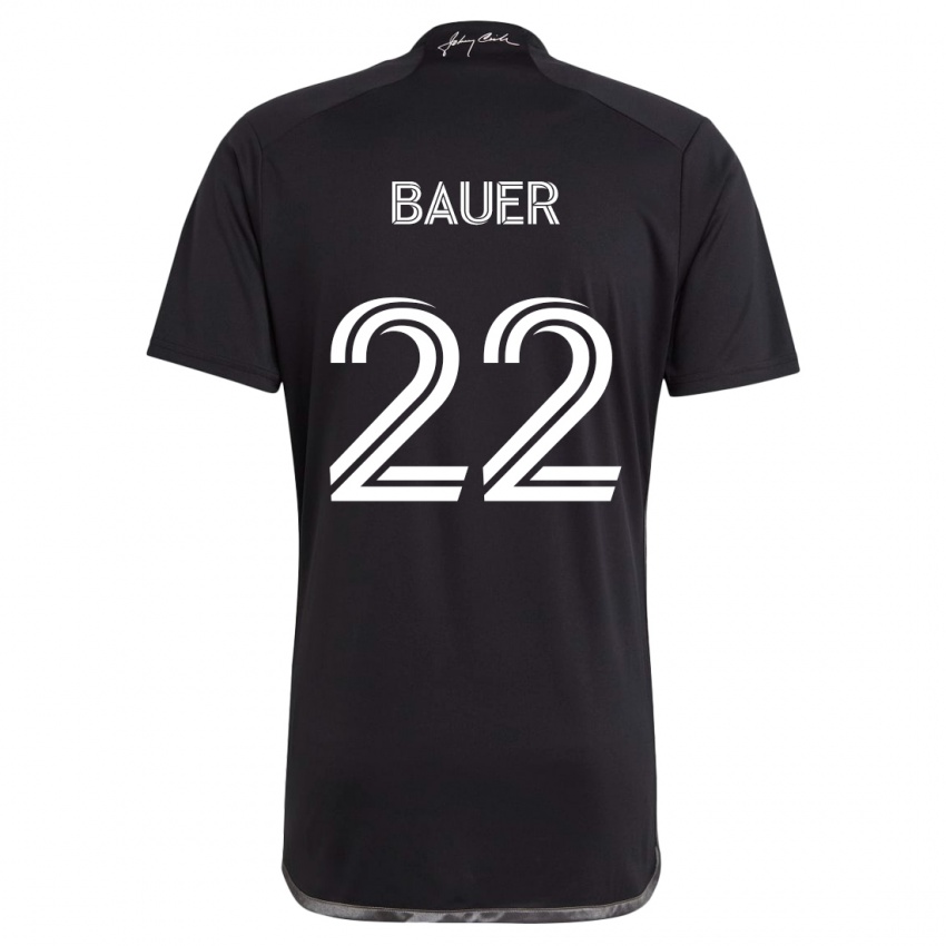 Bambino Maglia Josh Bauer #22 Nero Kit Gara Away 2024/25 Maglietta