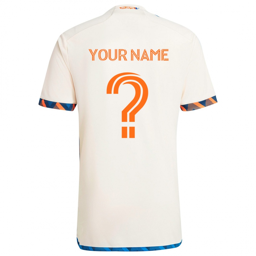 Bambino Maglia Il Tuo Nome #0 Bianco Arancione Kit Gara Away 2024/25 Maglietta