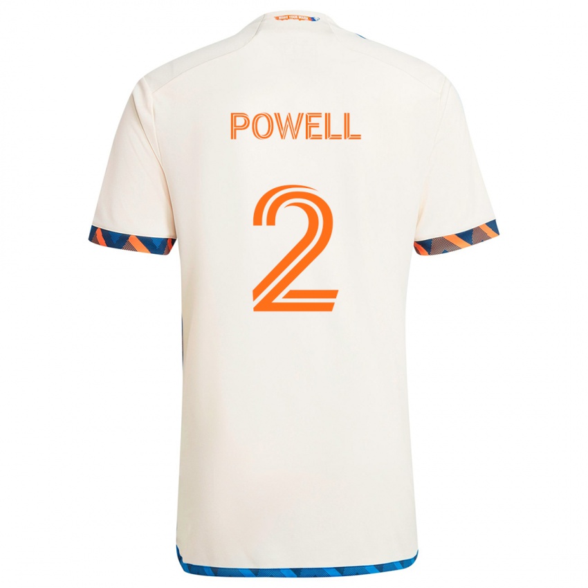 Bambino Maglia Alvas Powell #2 Bianco Arancione Kit Gara Away 2024/25 Maglietta