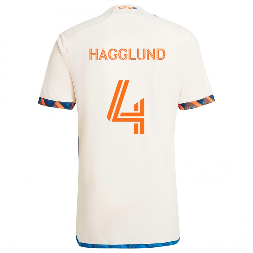 Bambino Maglia Nick Hagglund #4 Bianco Arancione Kit Gara Away 2024/25 Maglietta