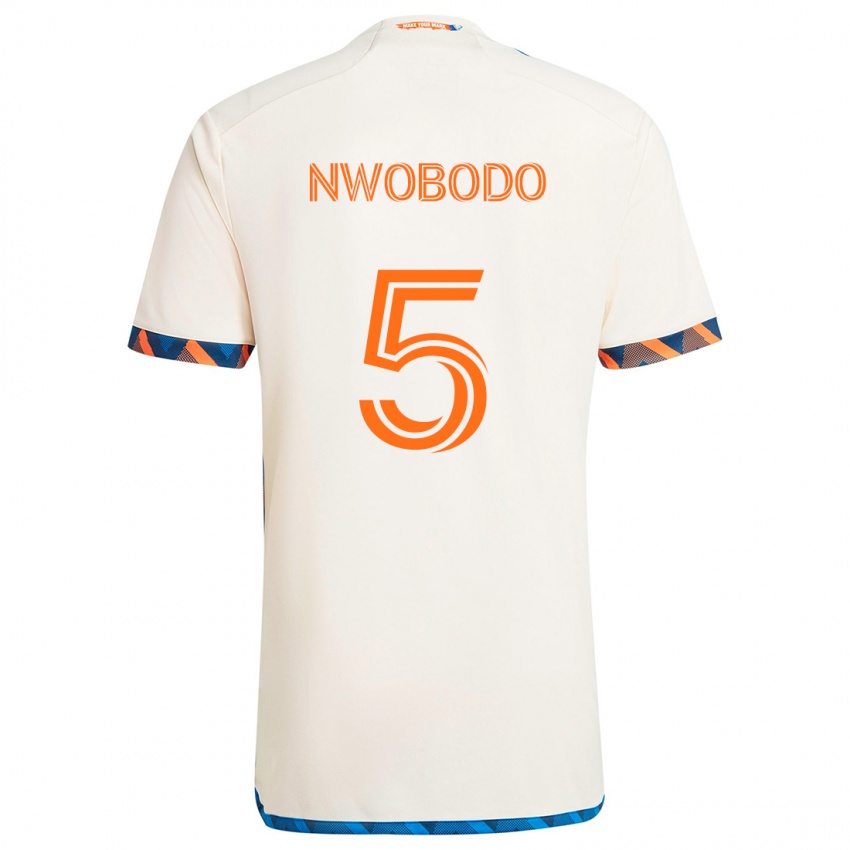 Bambino Maglia Obinna Nwobodo #5 Bianco Arancione Kit Gara Away 2024/25 Maglietta