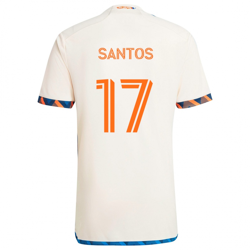 Bambino Maglia Sergio Santos #17 Bianco Arancione Kit Gara Away 2024/25 Maglietta