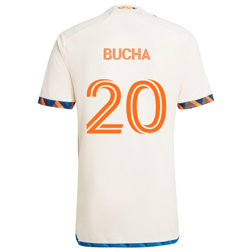 Bambino Maglia Pavel Bucha #20 Bianco Arancione Kit Gara Away 2024/25 Maglietta