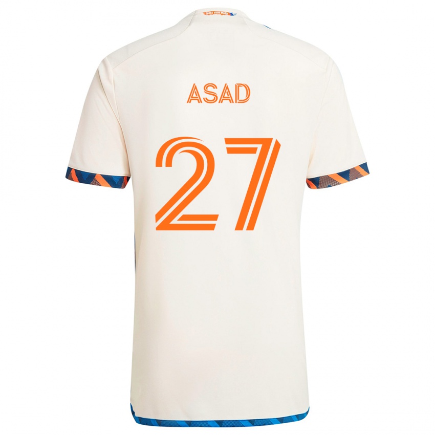 Bambino Maglia Yamil Asad #27 Bianco Arancione Kit Gara Away 2024/25 Maglietta